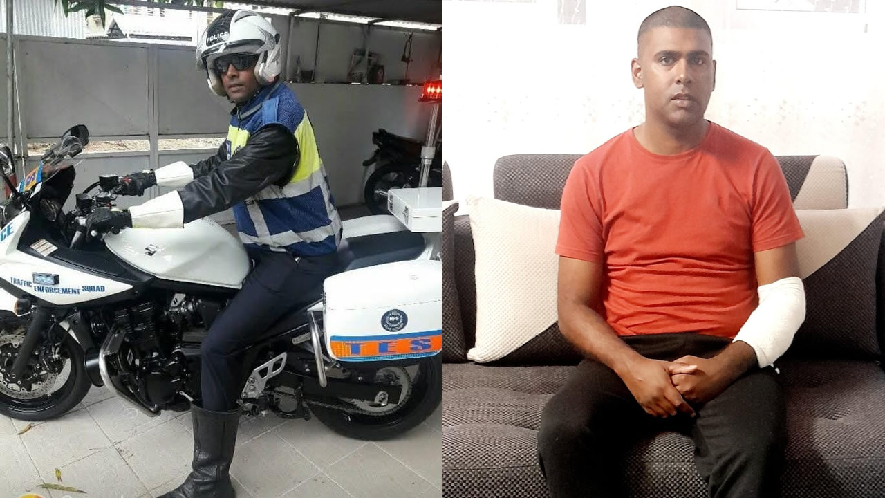Hero in spite of himself: Constable Legris risks his life to save a mother attacked with a saber